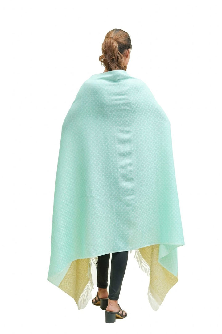 Silk Wool Jacquard Shawl With Elegant Palla