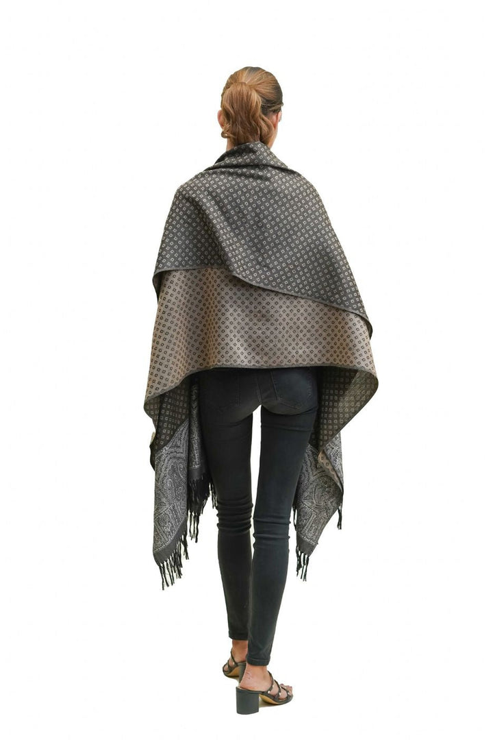 Silk Wool Jacquard Shawl With Elegant Palla