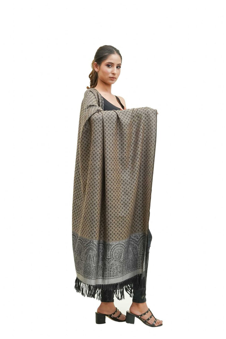Silk Wool Jacquard Shawl With Elegant Palla