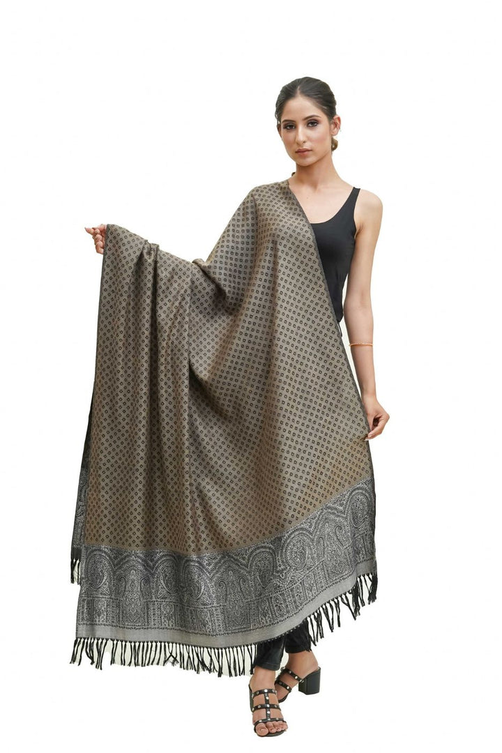 Silk Wool Jacquard Shawl With Elegant Palla