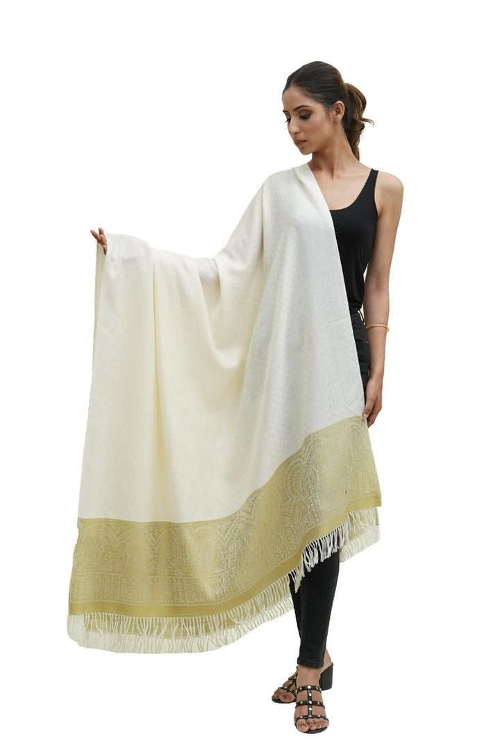 Silk Wool Jacquard Shawl With Elegant Palla