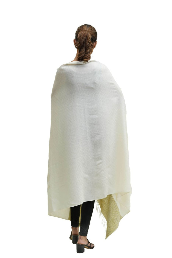 Silk Wool Jacquard Shawl With Elegant Palla