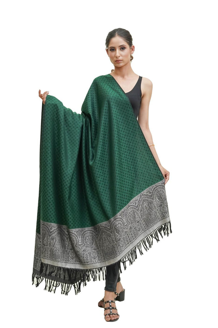 Silk Wool Jacquard Shawl With Elegant Palla