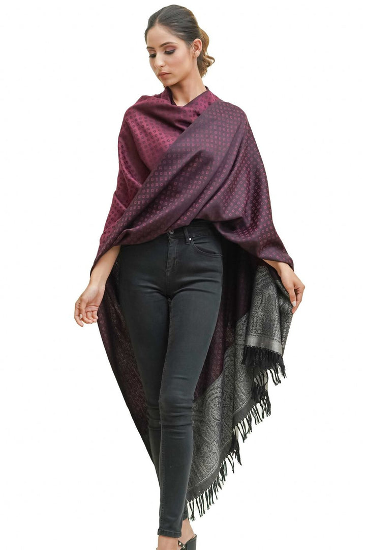 Silk Wool Jacquard Shawl With Elegant Palla