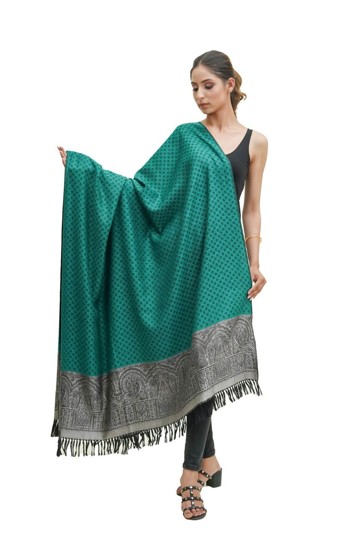 Silk Wool Jacquard Shawl With Elegant Palla