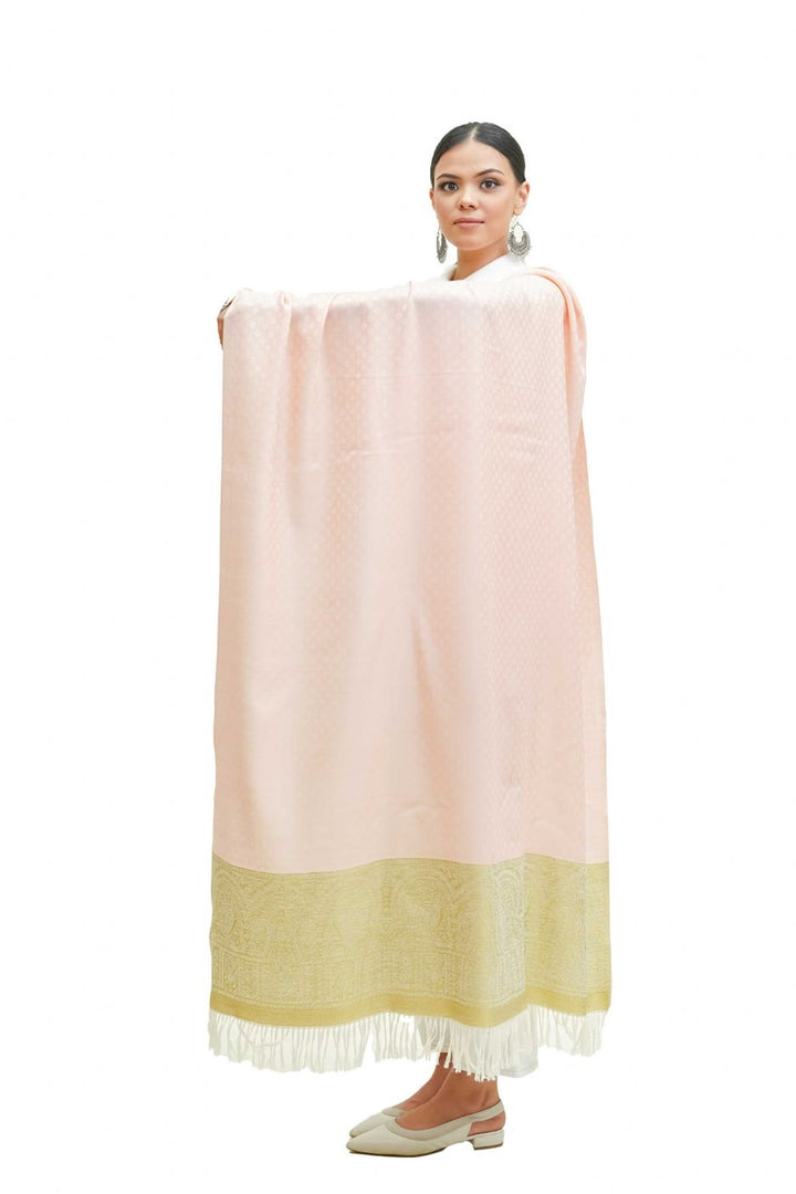 Silk Wool Jacquard Shawl With Elegant Palla