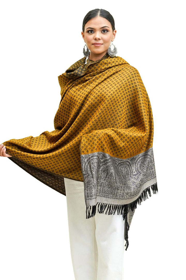 Silk Wool Jacquard Shawl With Elegant Palla