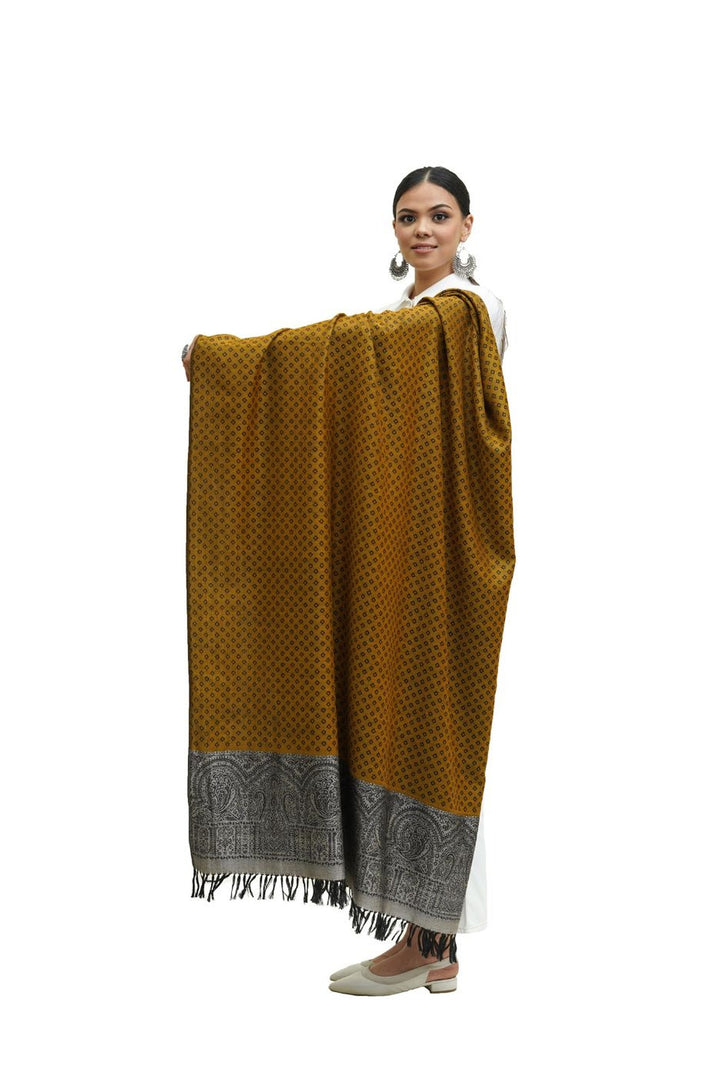 Silk Wool Jacquard Shawl With Elegant Palla