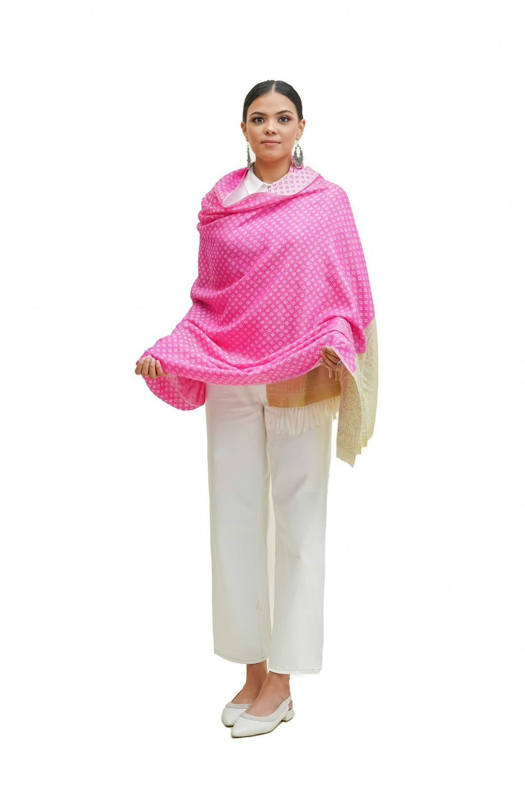 Silk Wool Jacquard Shawl With Elegant Palla