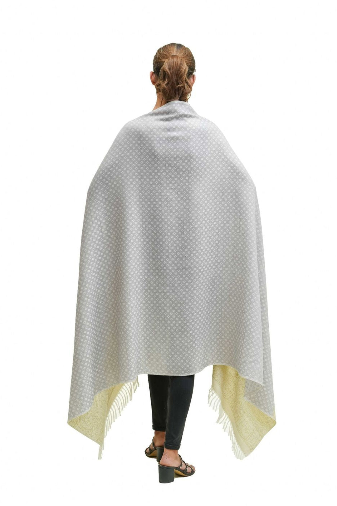 Silk Wool Jacquard Shawl With Elegant Palla