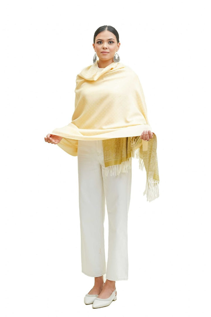 Silk Wool Jacquard Shawl With Elegant Palla