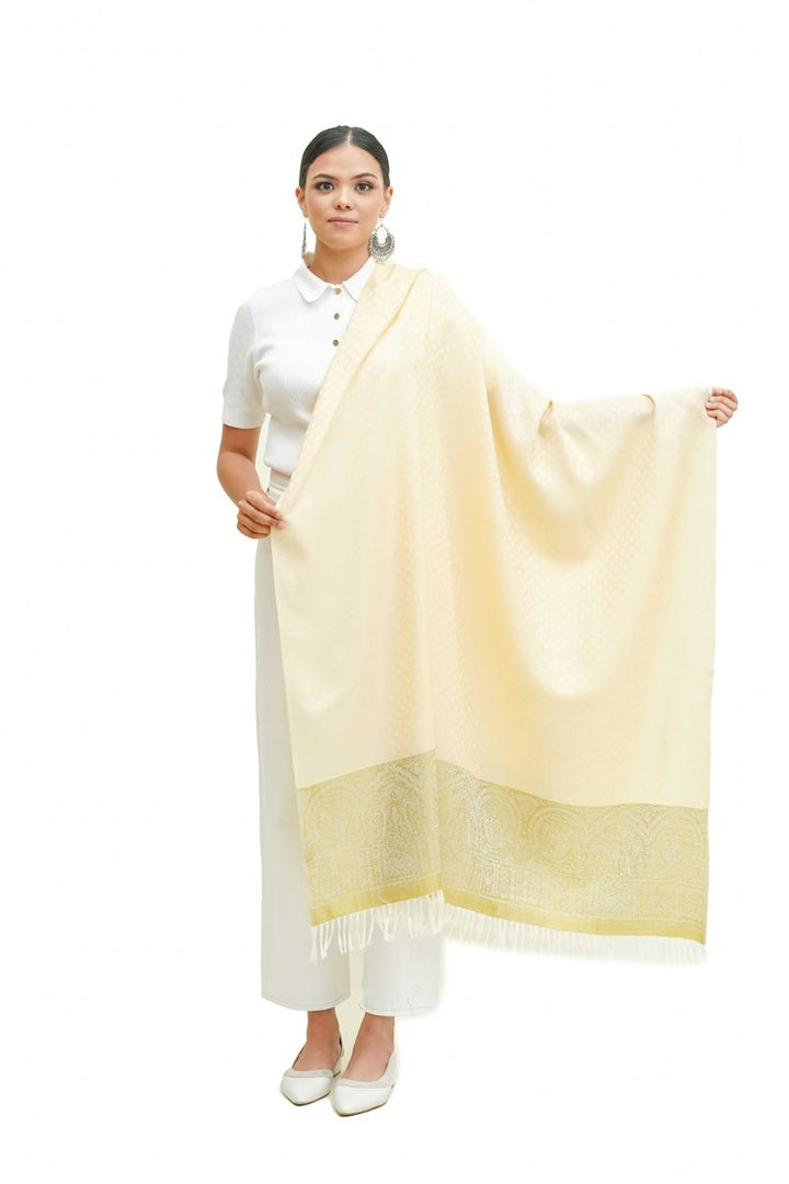 Silk Wool Jacquard Shawl With Elegant Palla