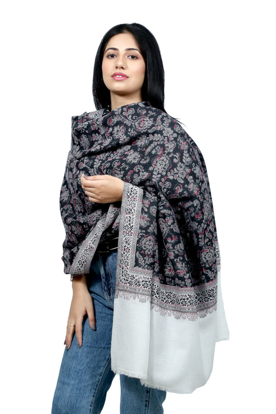 Contrast Palla Women's Shawl With Jaal