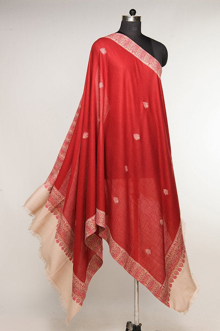 Contrast Palla Women's Shawl With Border And Booti