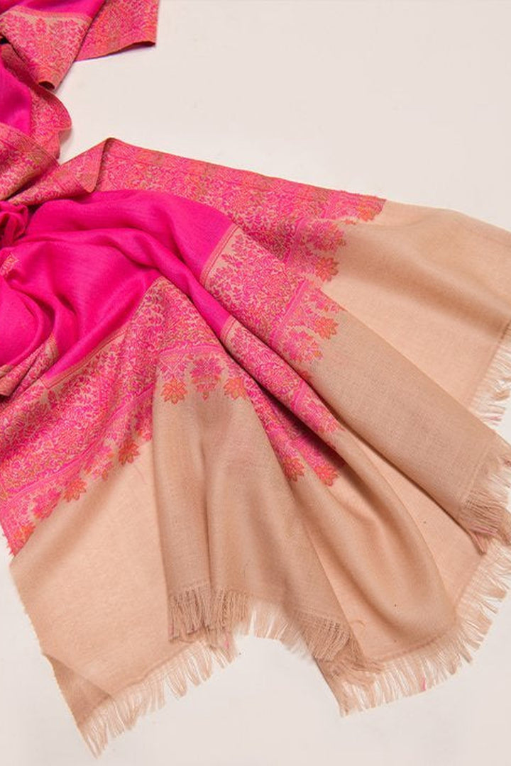 Contrast Palla Women's Shawl With Border And Booti