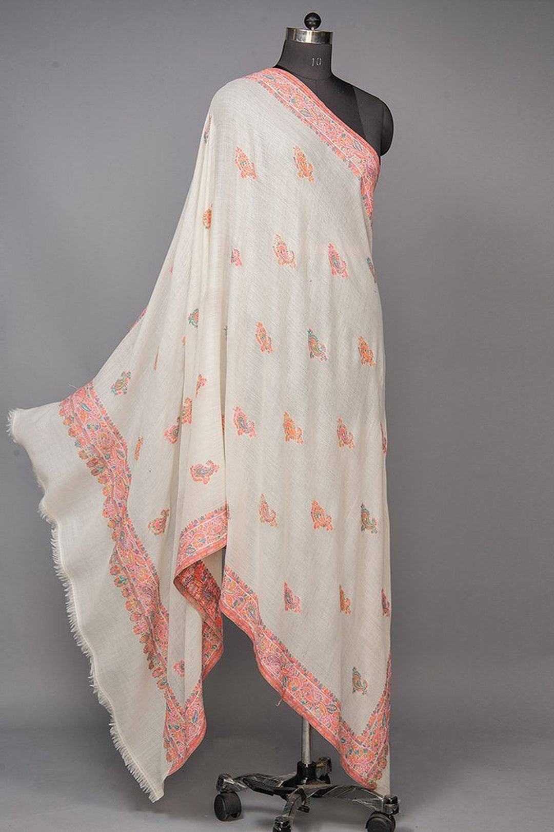 White Woven Kani Women's Shawl