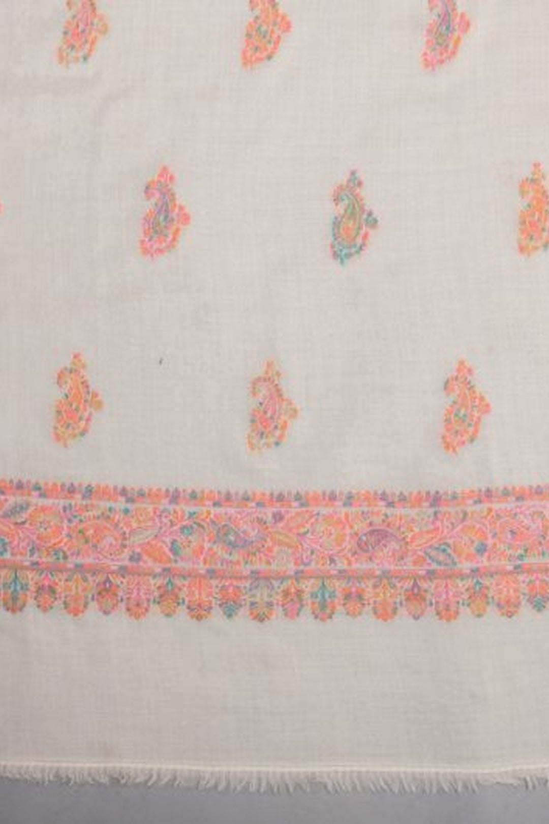 White Woven Kani Women's Shawl