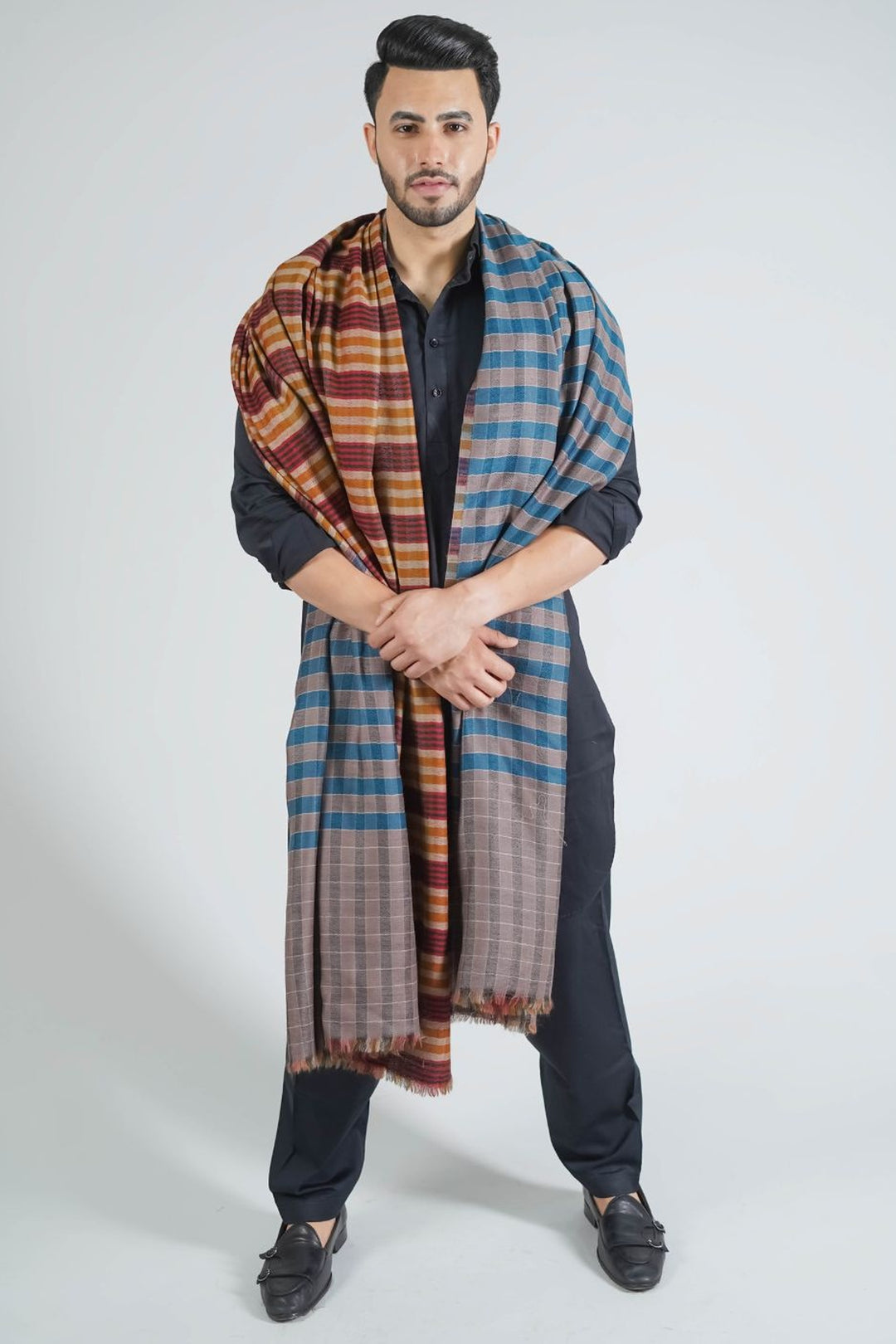 Reversible Gents Shawl In Fine Merino Wool