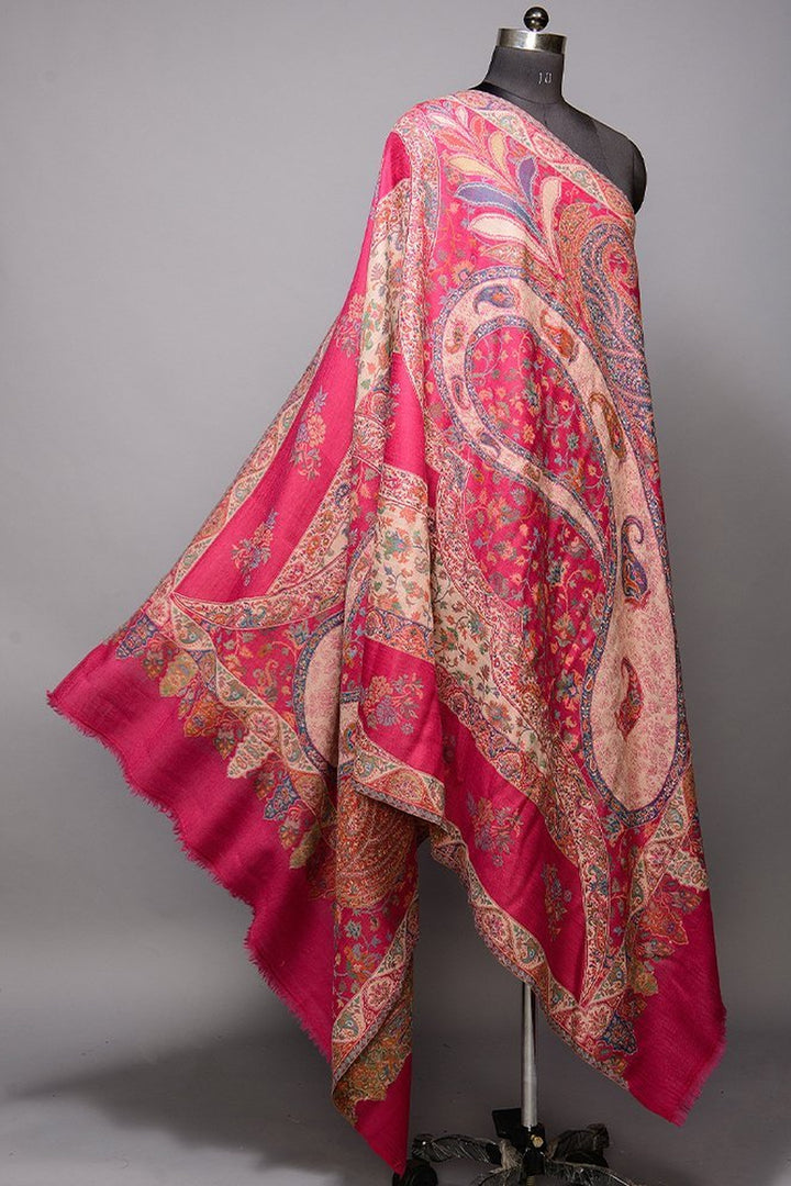 Magenta Pink  Woven Kani Women's Shawl
