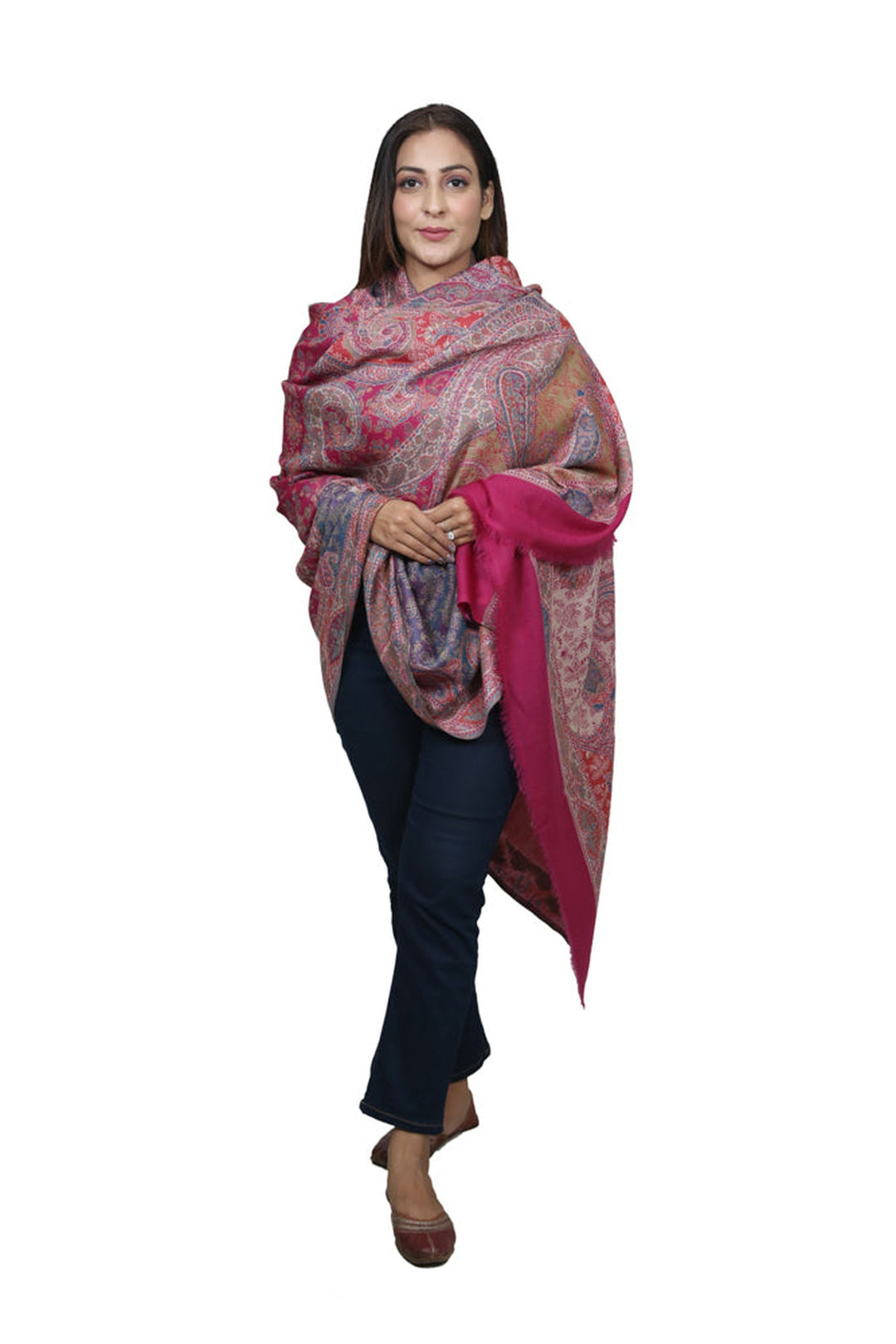 Magenta Pink  Woven Kani Women's Shawl