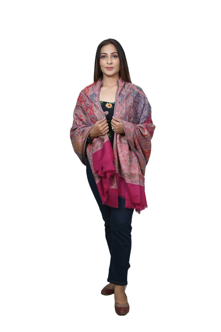 Magenta Pink  Woven Kani Women's Shawl