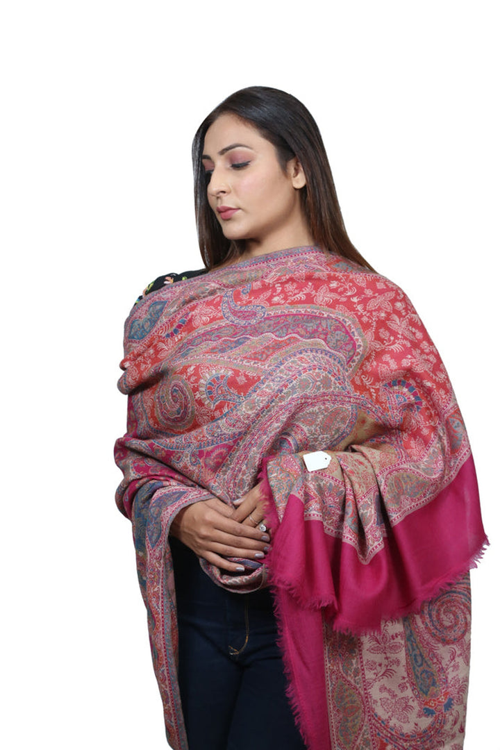 Magenta Pink  Woven Kani Women's Shawl