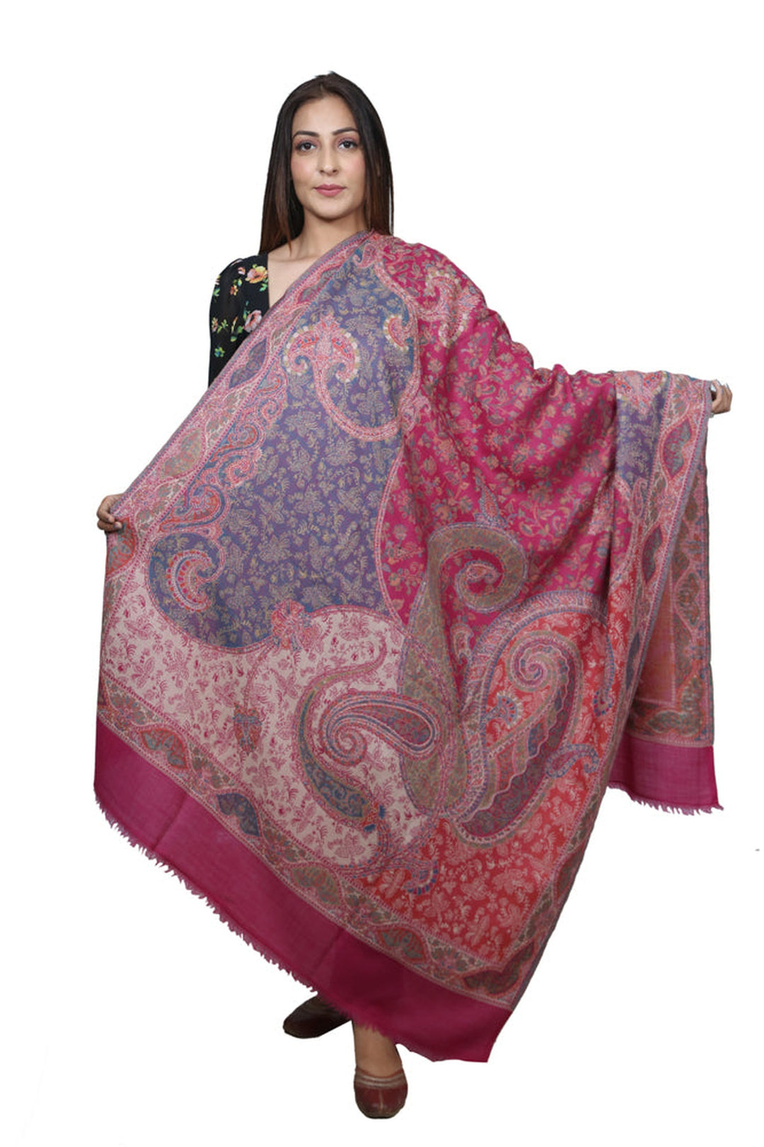 Magenta Pink  Woven Kani Women's Shawl