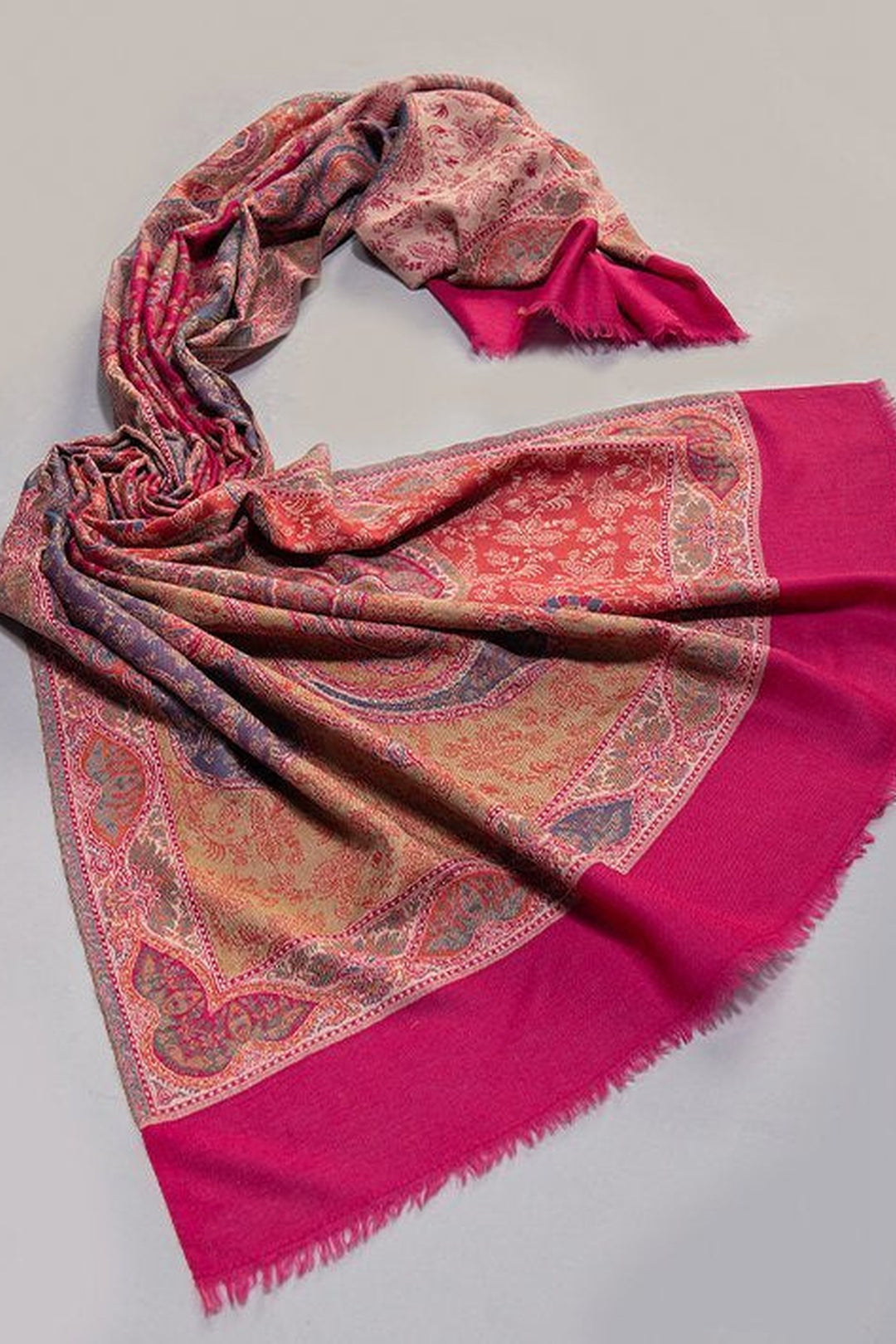 Magenta Pink  Woven Kani Women's Shawl