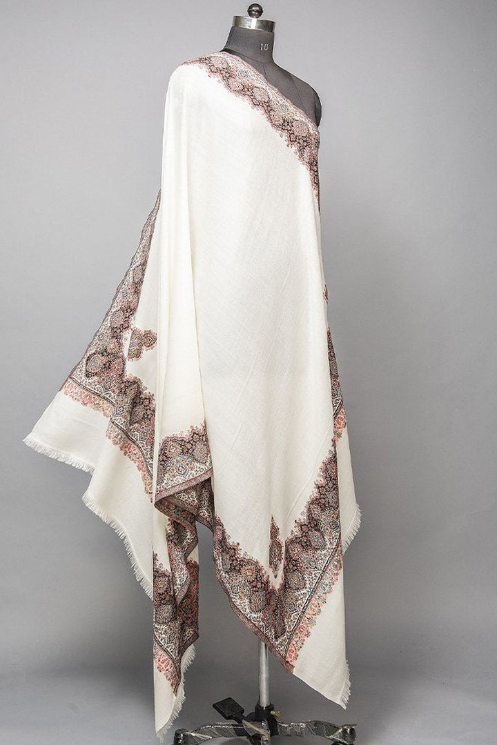 White Melange Kani Jacquard Women's Shawl