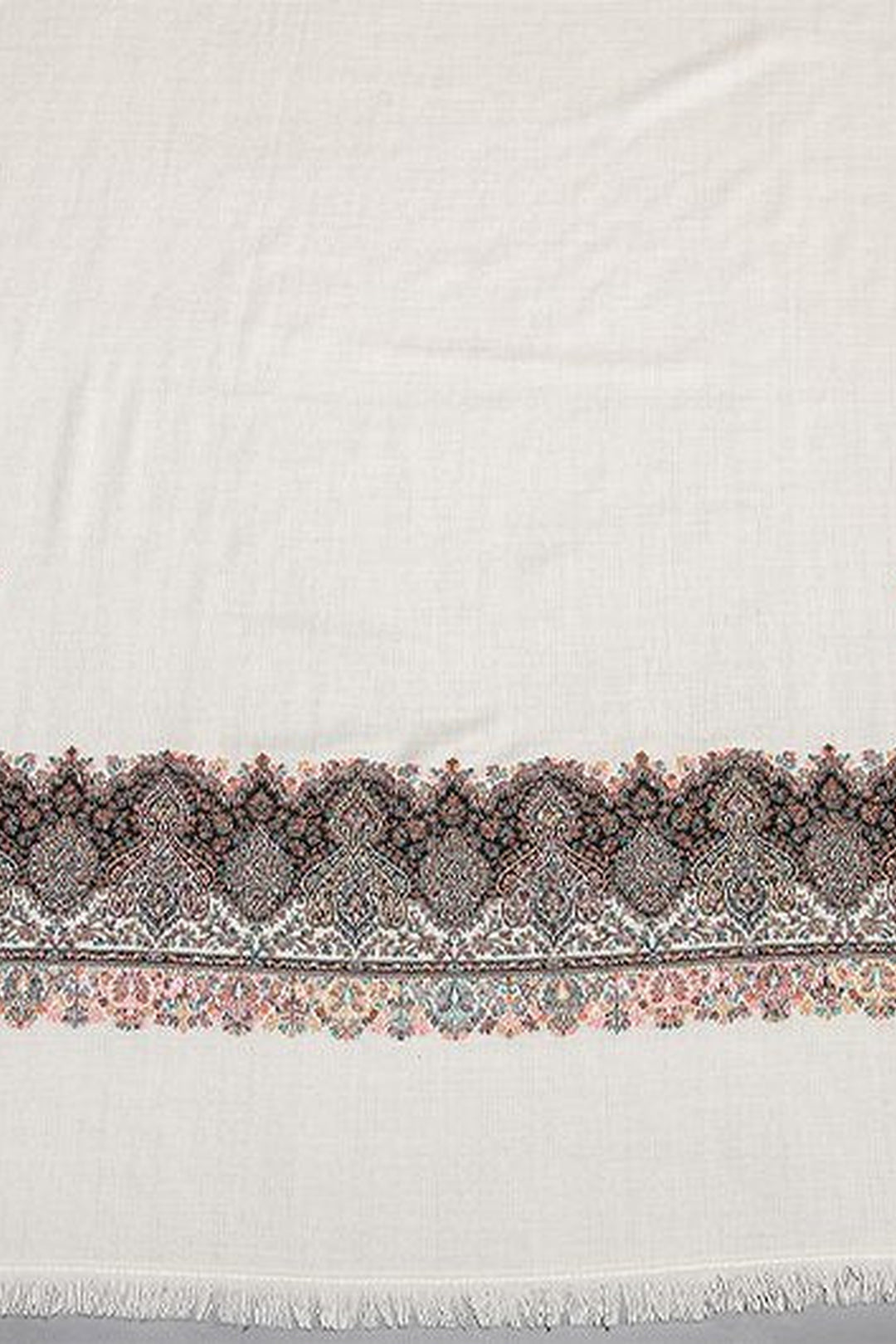 White Melange Kani Jacquard Women's Shawl