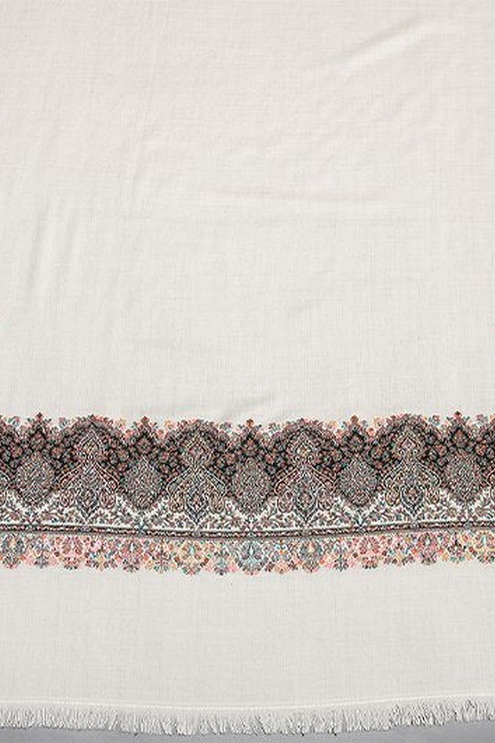 White Melange Kani Jacquard Women's Shawl