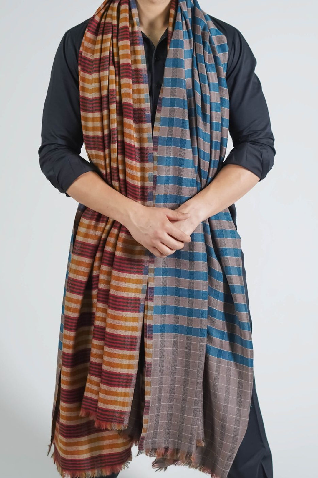 Reversible Gents Shawl In Fine Merino Wool