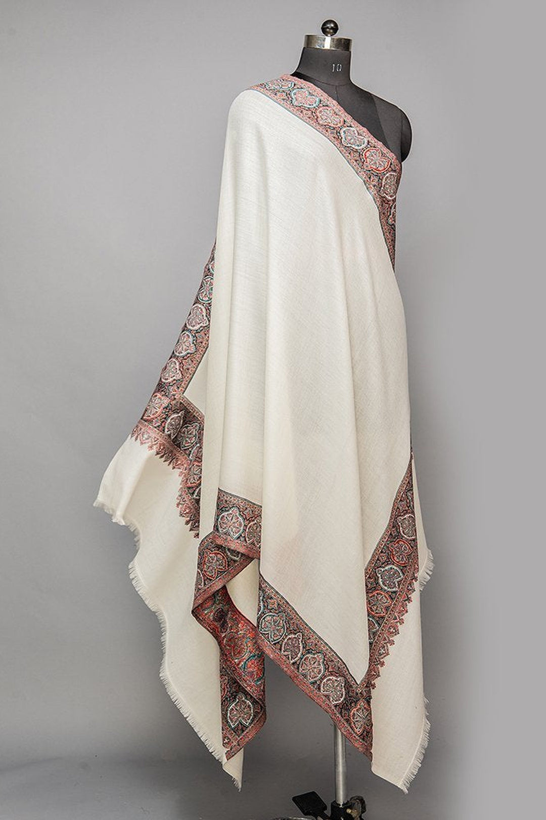 White Melange Kani Jacquard Women's Shawl
