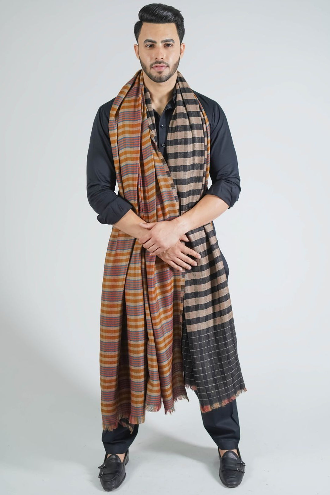 Reversible Gents Shawl In Fine Merino Wool
