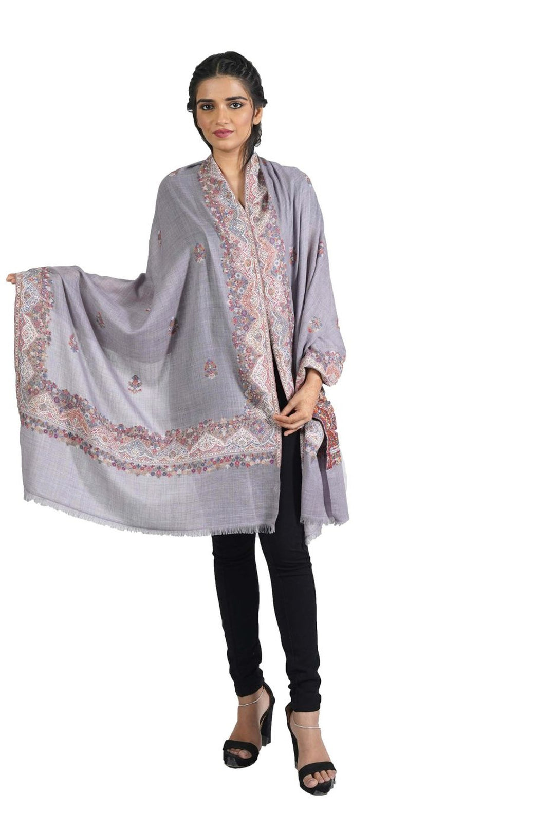 Melange Woven Border & Booti Design Women's Stole