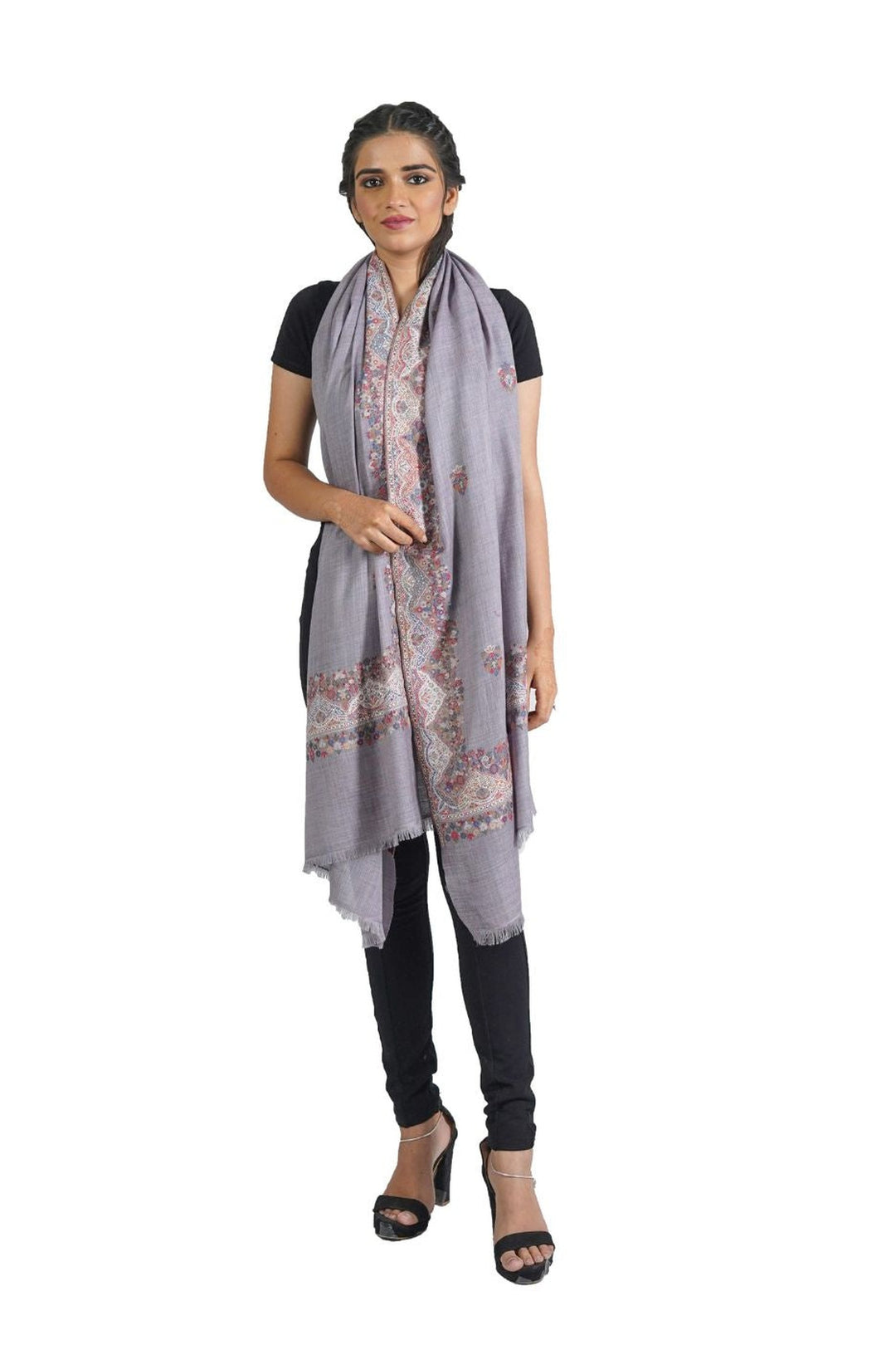 Melange Woven Border & Booti Design Women's Stole
