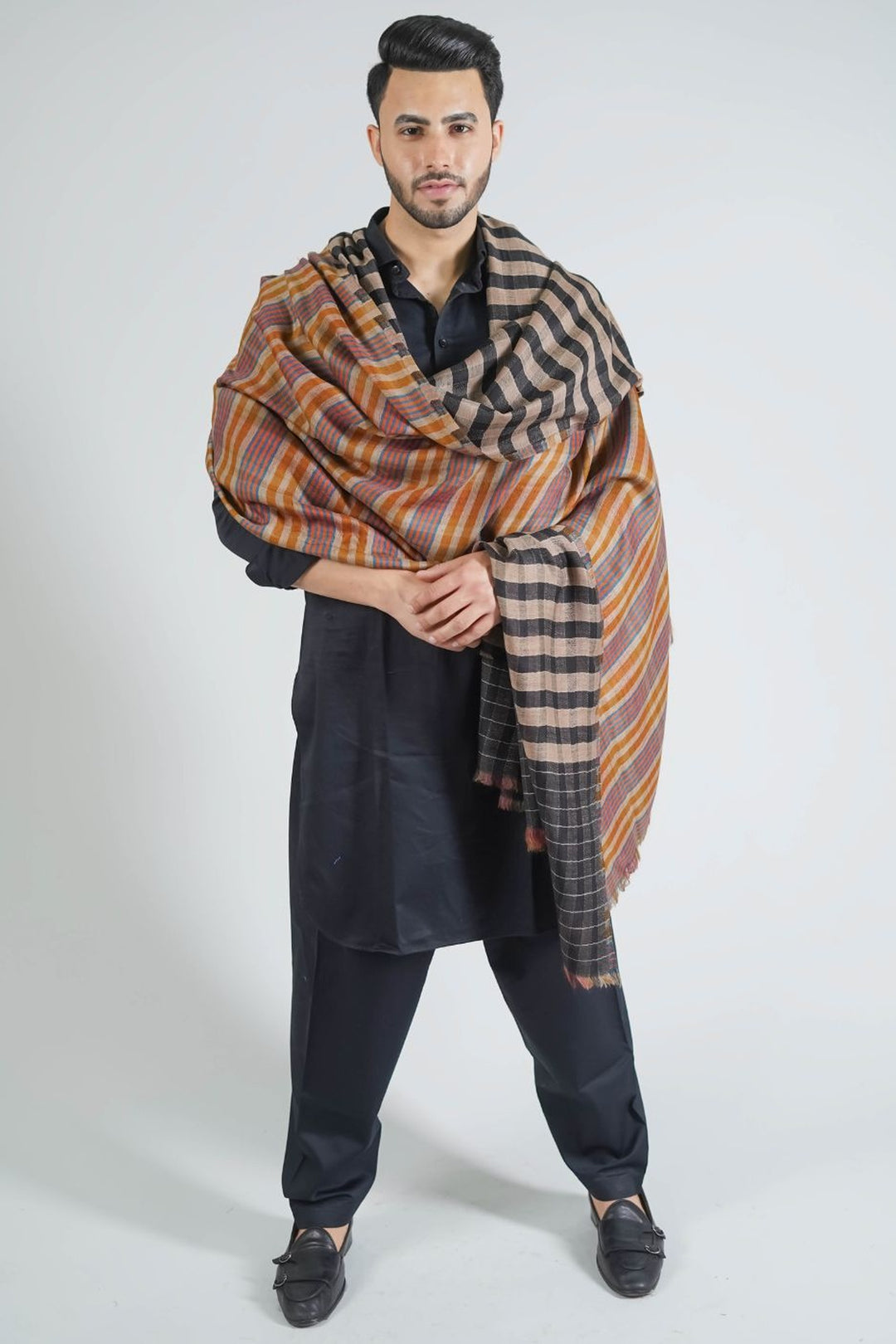 Reversible Gents Shawl In Fine Merino Wool