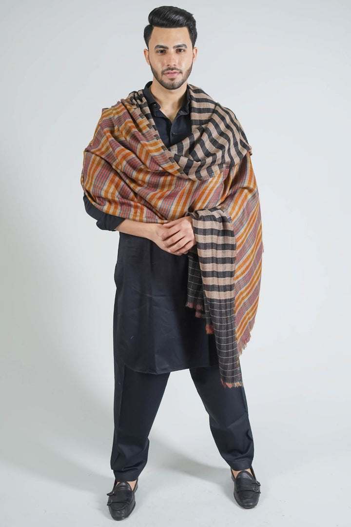 Reversible Gents Shawl In Fine Merino Wool