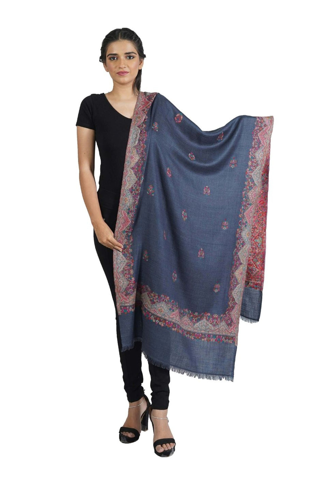 Melange Woven Border & Booti Design Women's Stole