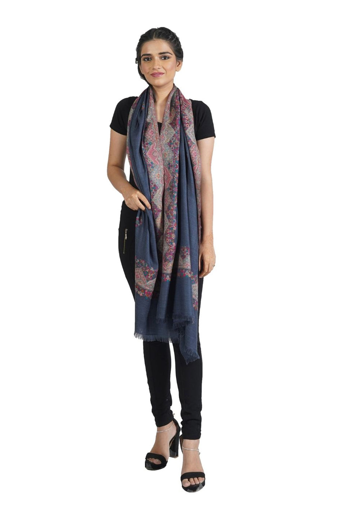 Melange Woven Border & Booti Design Women's Stole