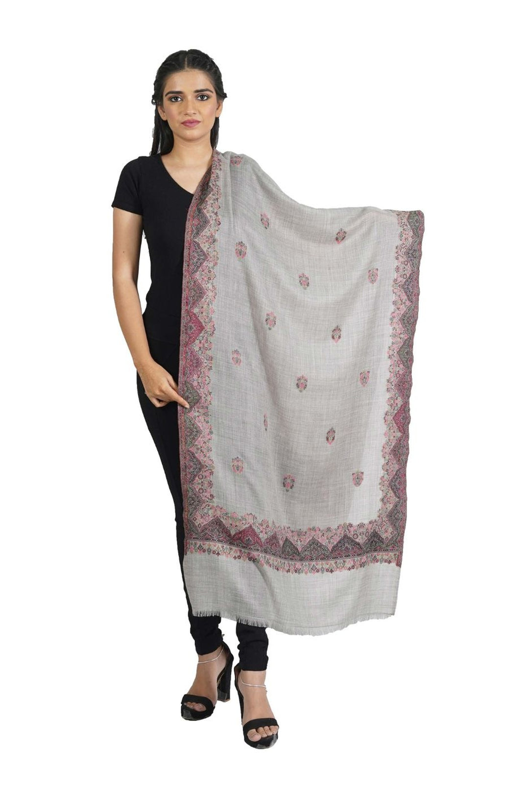 Melange Woven Border & Booti Design Women's Stole