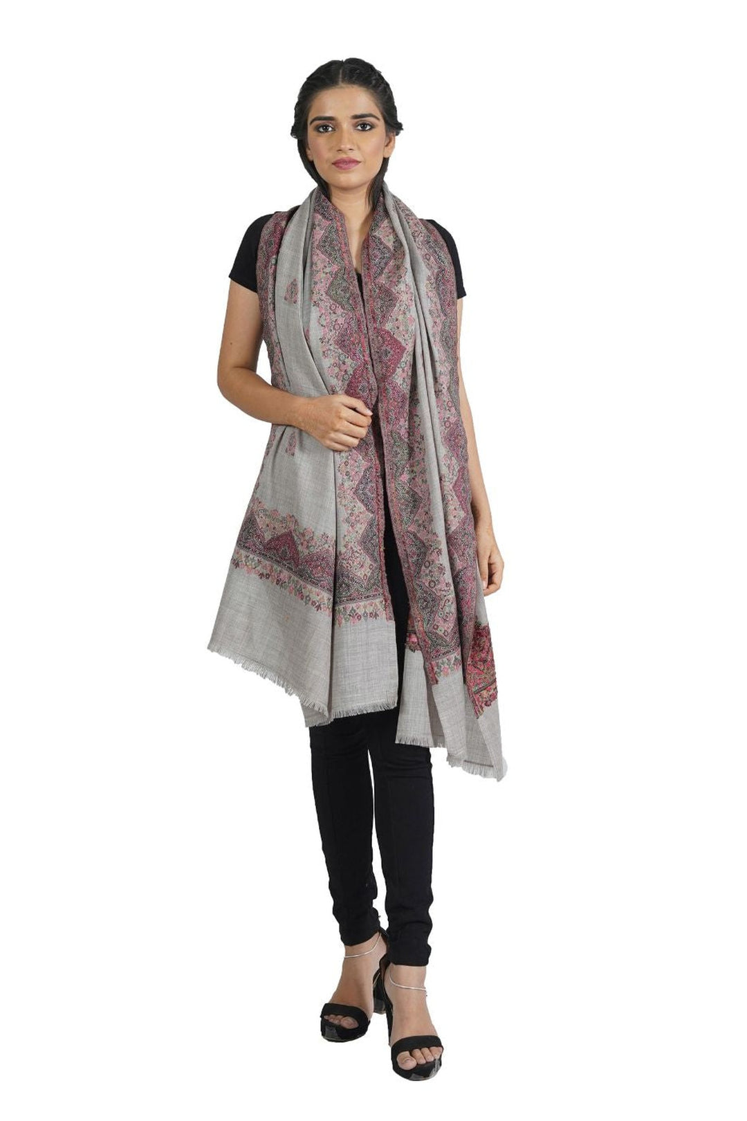 Melange Woven Border & Booti Design Women's Stole