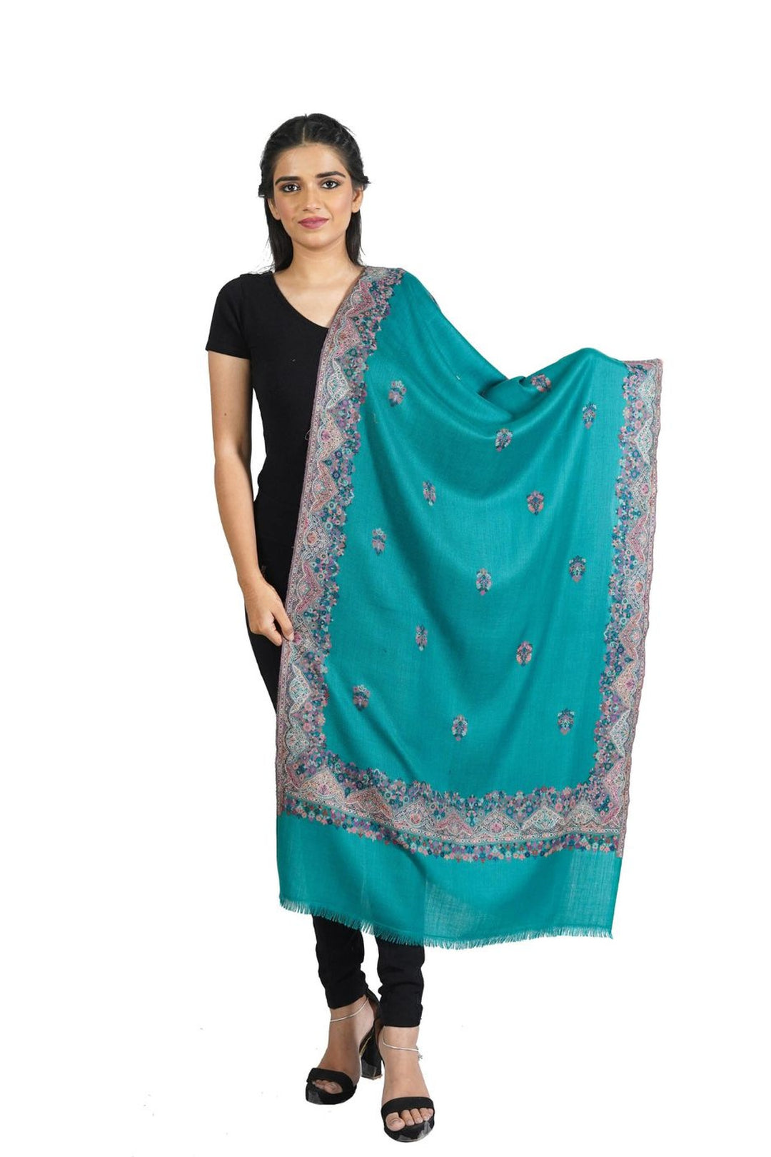 Melange Woven Border & Booti Design Women's Stole