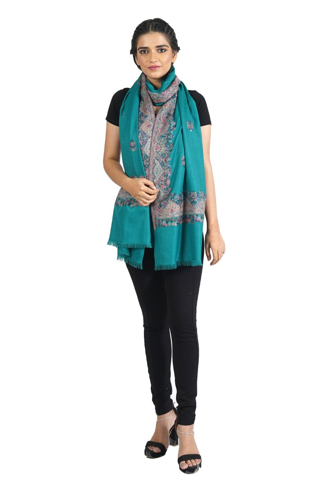 Melange Woven Border & Booti Design Women's Stole