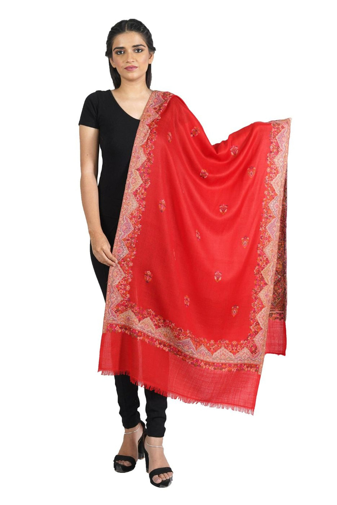 Melange Woven Border & Booti Design Women's Stole