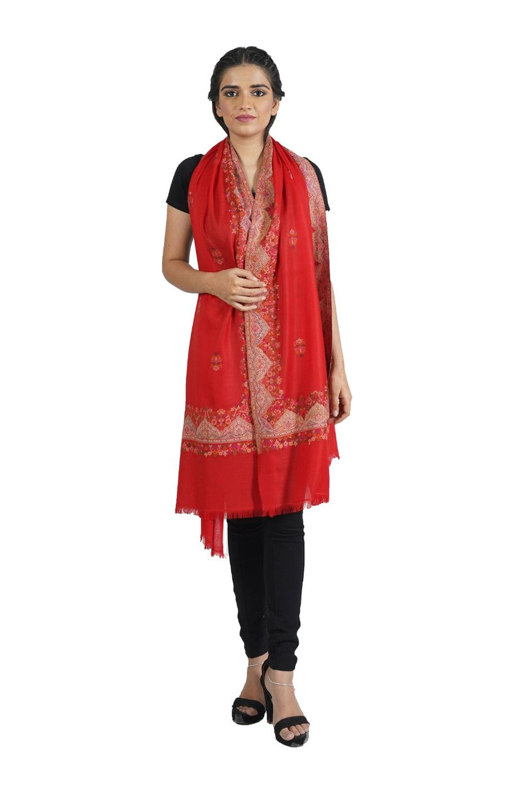 Melange Woven Border & Booti Design Women's Stole