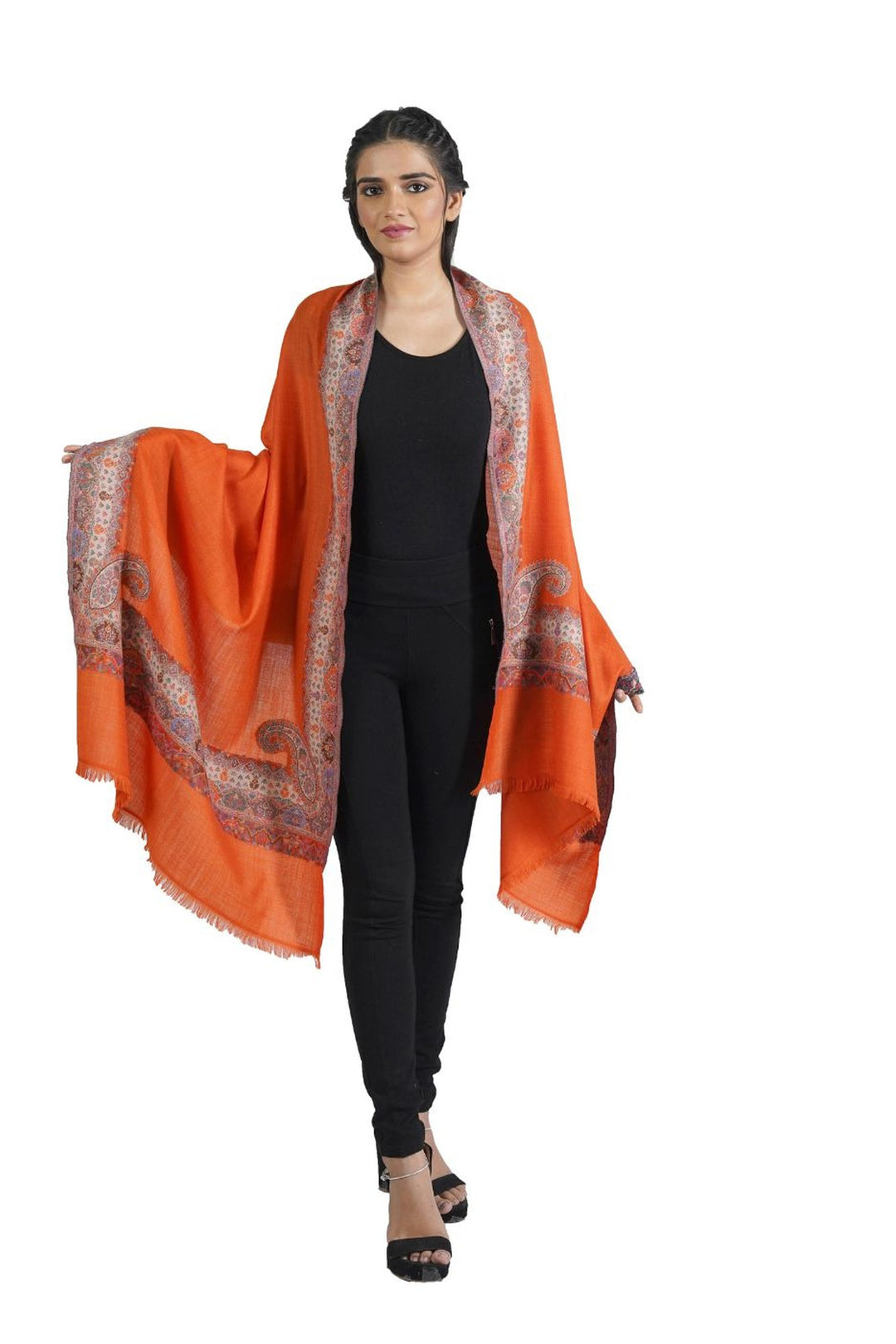 Melange Woven Border Design Women's Stole