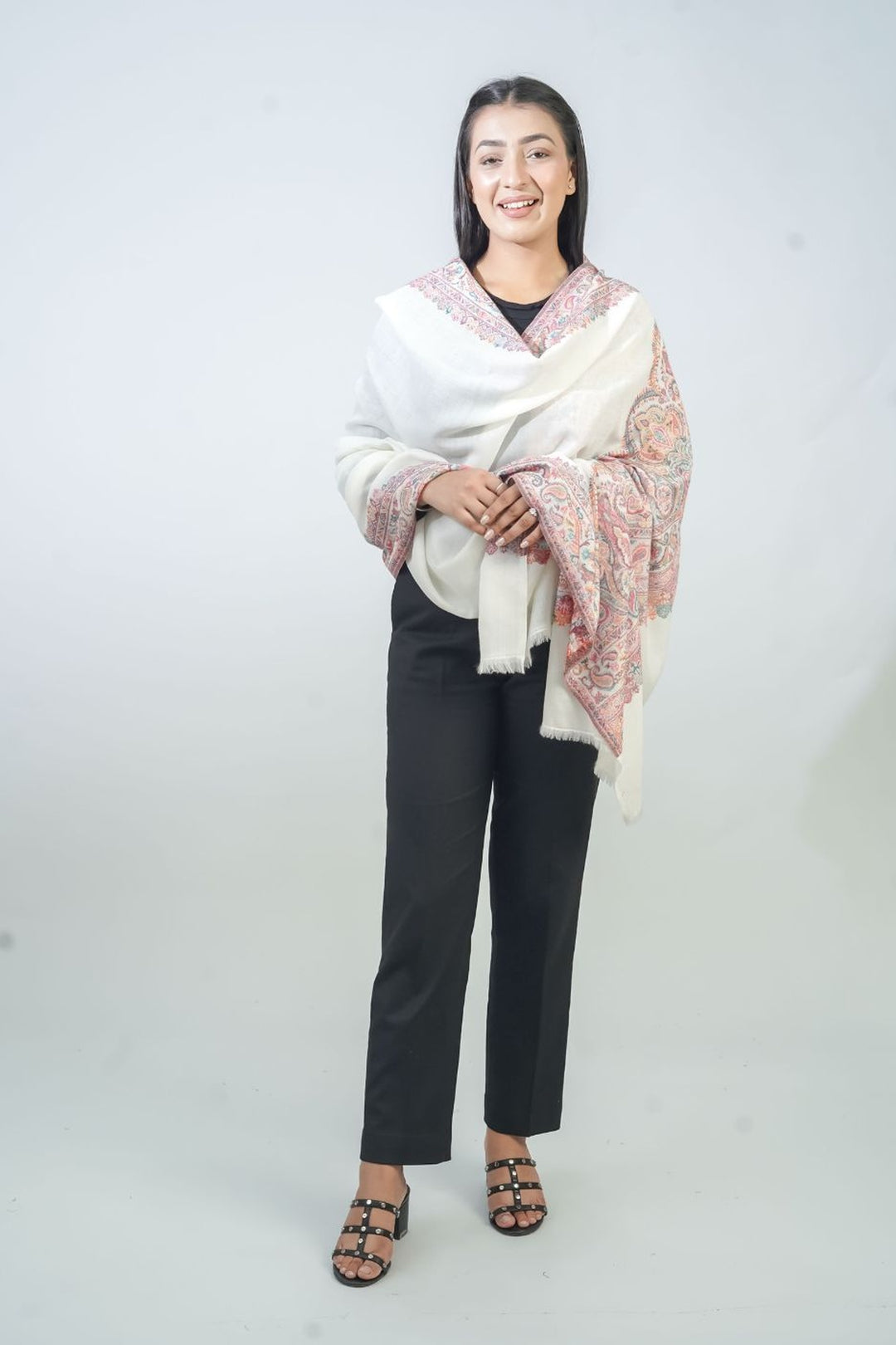 Woven Border Design Women's Shawl - Daur Palla