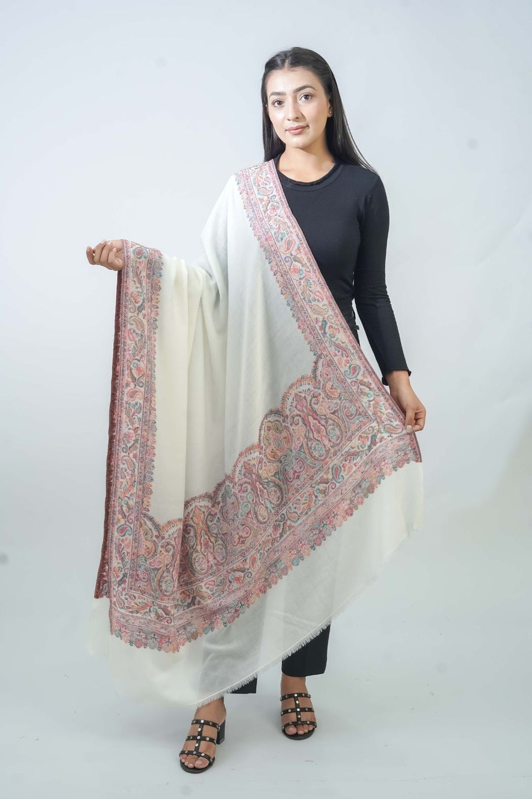 Woven Border Design Women's Shawl - Daur Palla