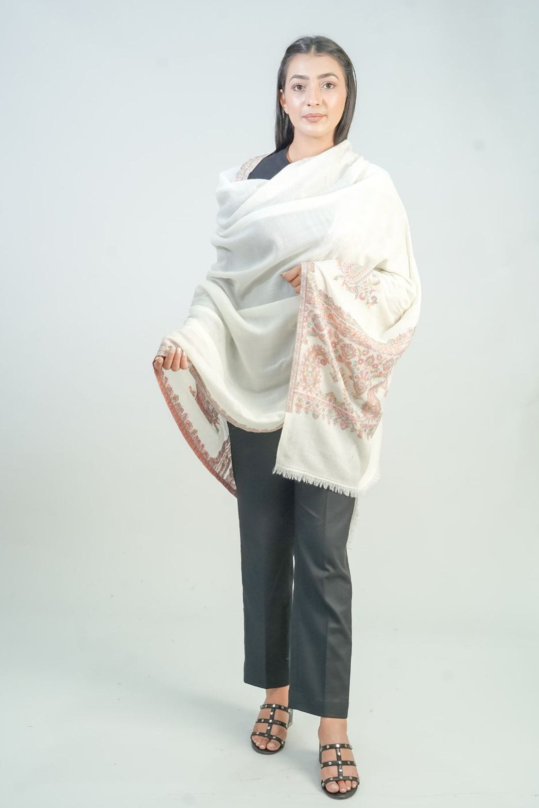 Woven Border Design Women's Shawl - Palla Kunj